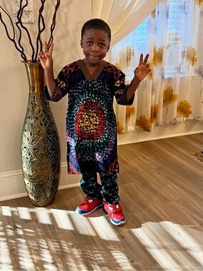 Colorful African Print Kids Dashiki Set